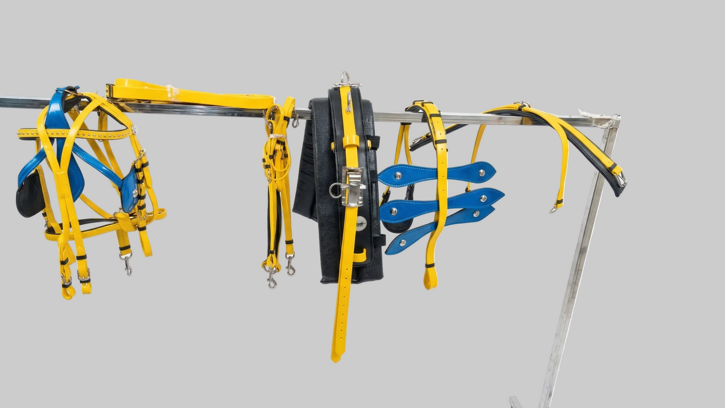 Yellow & Blue Biothane Quick Hitch Horse Harness | Waterproof Performance Pad | Criterion