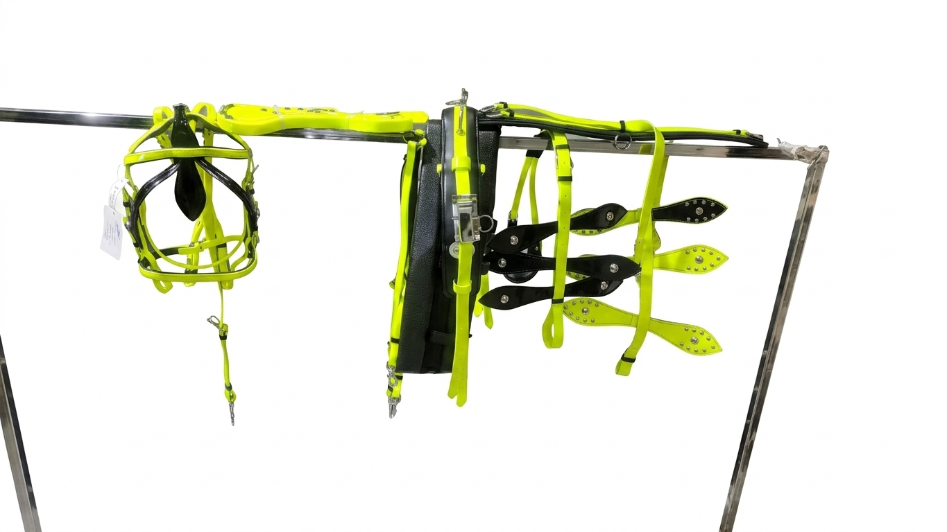 Neon Lime Biothane Quick Hitch Horse Harness | Waterproof Waffle Performance Pad | Criterion