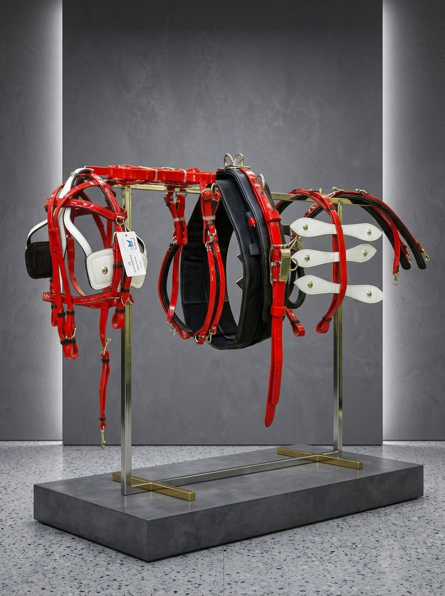 CriTERION Red & White American Biothane Quick Hitch Harness Set with Waterproof Waffle Pad