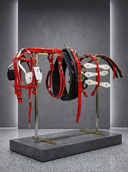 CriTERION Red & White American Biothane Quick Hitch Harness Set with Waterproof Waffle Pad