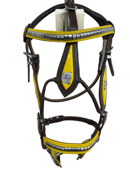 Brown Heavy Show Bridle Yellow Inlay & Braided Lead