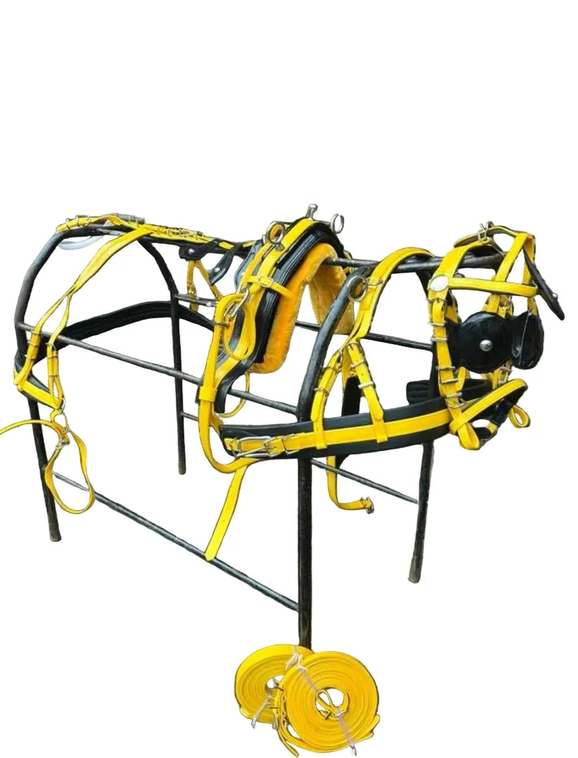 Quick Hitch Biothane Driving Harness – Black & Yellow with Waffle Pad