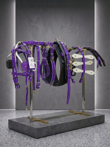 CriTERION Purple & White American Biothane Quick Hitch Harness with Waterproof Waffle Pad