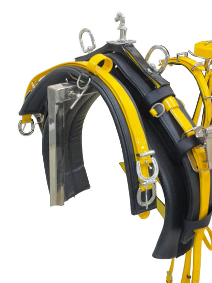 Quick Hitch Biothane Driving Harness – Black & Yellow with Waffle Pad